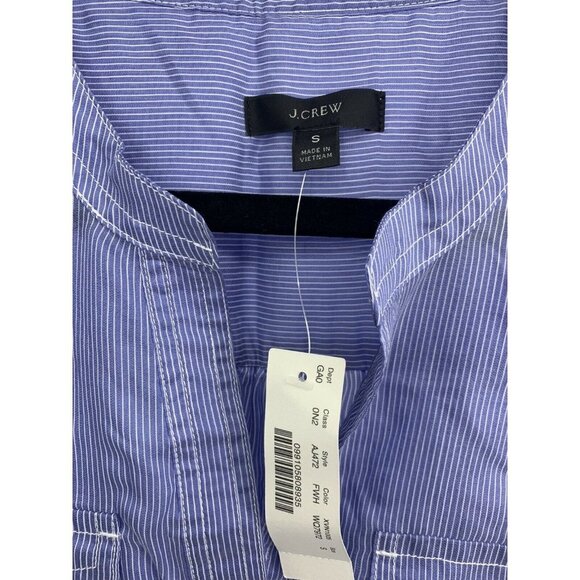 J Crew Top Size Small Blue Stripe Tunic Round Neck Long Sleeve Pocket New B67 - Picture 7 of 8